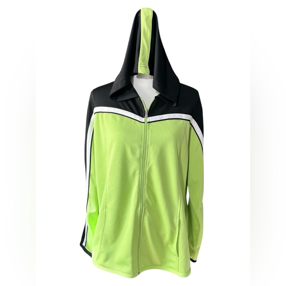 Black and Green Hooded Lightweight Tracksuit Jacket, size XL